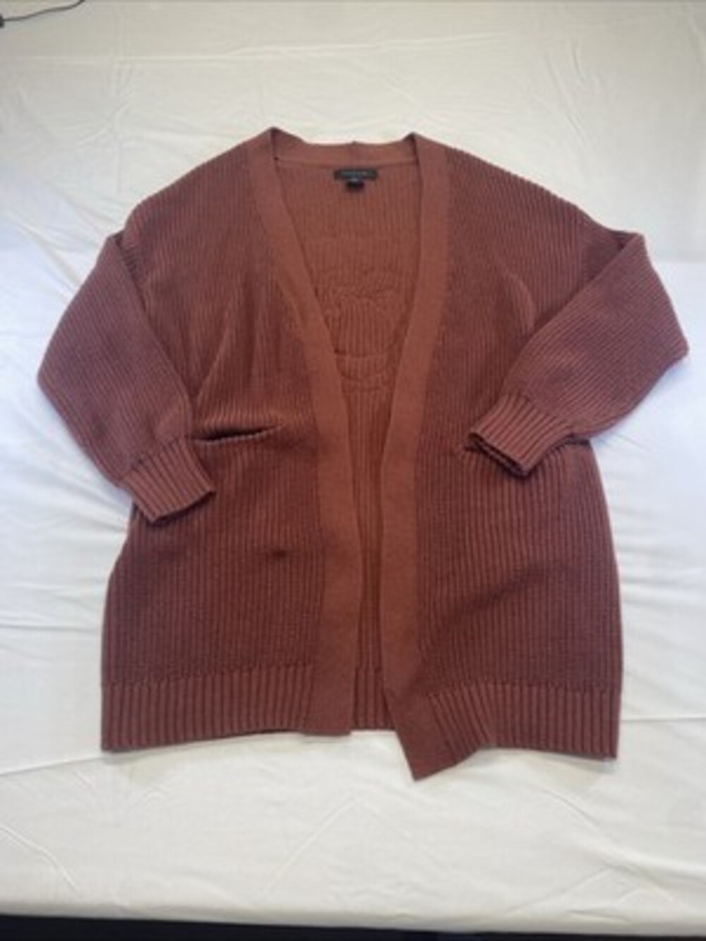 Tahari Women’s Monkey Art Sweater Cardigan Duster Open Front Rust Size S! Crazy!